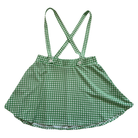 Midnight Hour HT Suspender Skirt Womens 2X Green White Gingham Skater Pin-Up - Picture 10 of 10